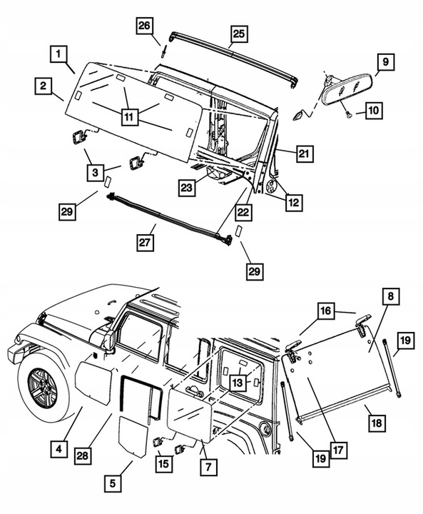 фото №5, Скло передня wrangler jk 07-17 оригінал mopar