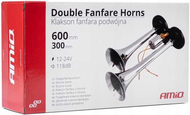 фото №12, Клаксон сигнал звуковий fanfara подвійна хром 12v 24v amio-03617
