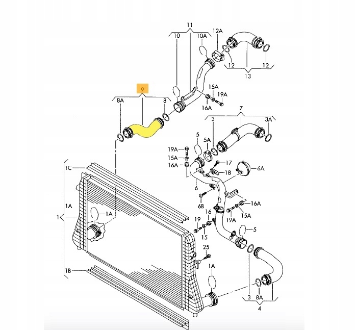 фото №2, Труба шланг шланг turbo интеркулер octavia ii superb ii touran 1k0145832e