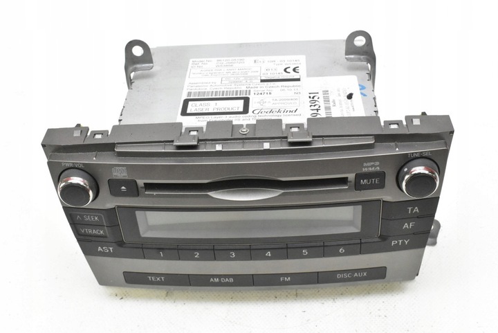 фото №3, Радио радиопроигрыватель cd rds mp3 86120-05190 toyota avensis t27 09-11