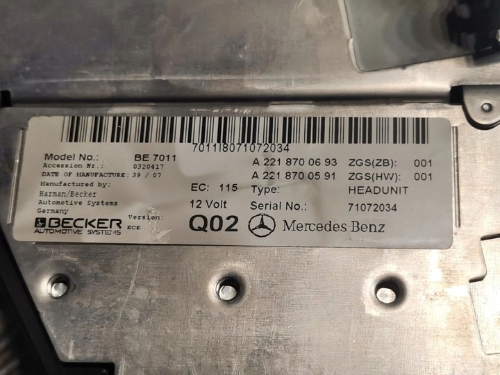 фото №6, Mercedes-benz s w221 2008 панель / радіопрогравач cd/dvd/gps