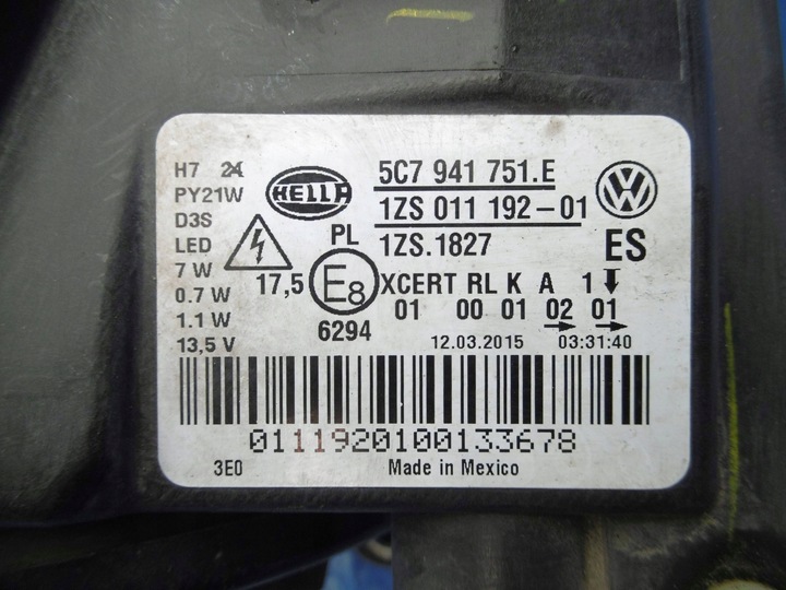 фото №16, Лампа ліва лівий перед ксенон led vw jetta vi 5c7941751e