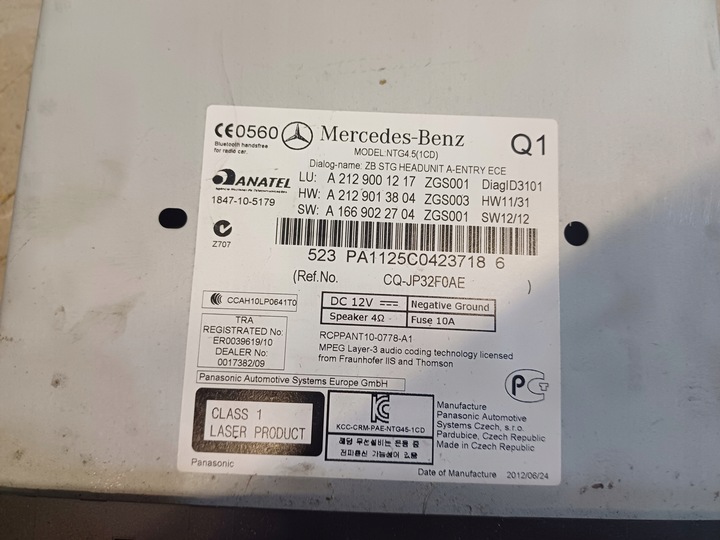 фото №6, Радио заводские mercedes w212 e-klasa nr. a2129001217