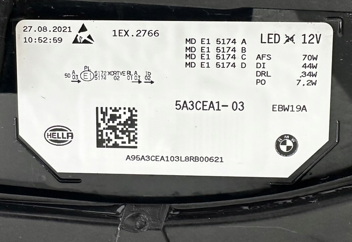 фото №8, Bmw ix m60 ix20 лампа левая leser перед 5a3cea1-03 jak новая