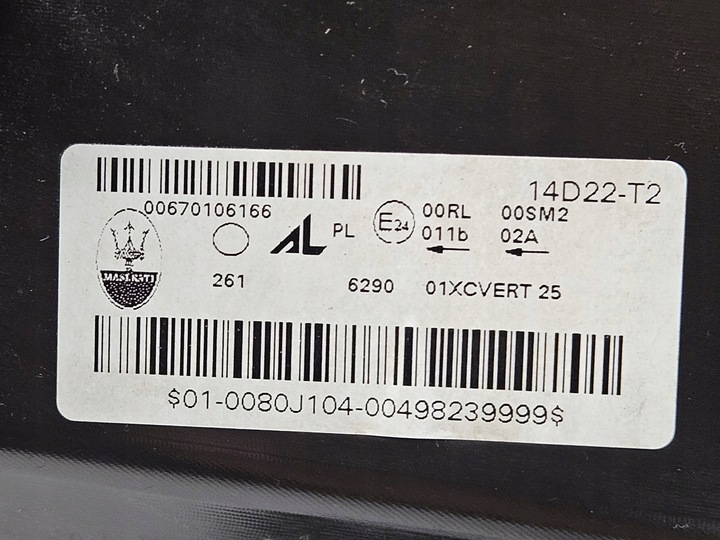 фото №10, Лампа правая передняя maserati ghibli рестайлинг полный led 00670106166