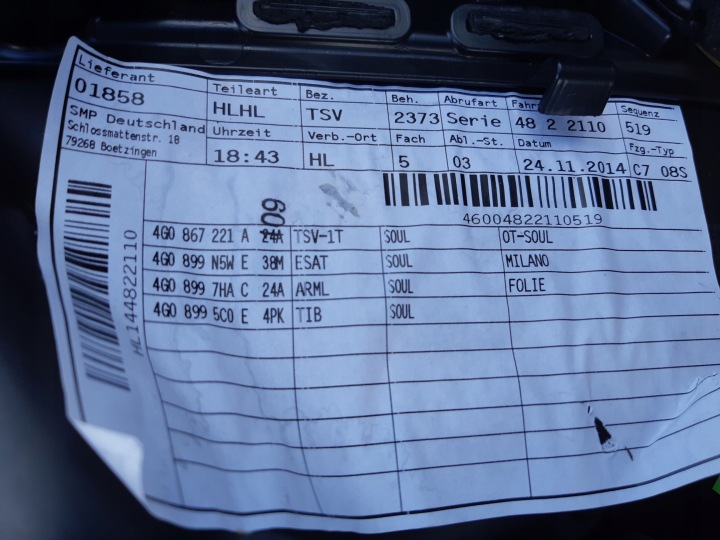 фото №13, Audi a6 c7 рестайлинг карта дверь карта левое зад 4g0867305