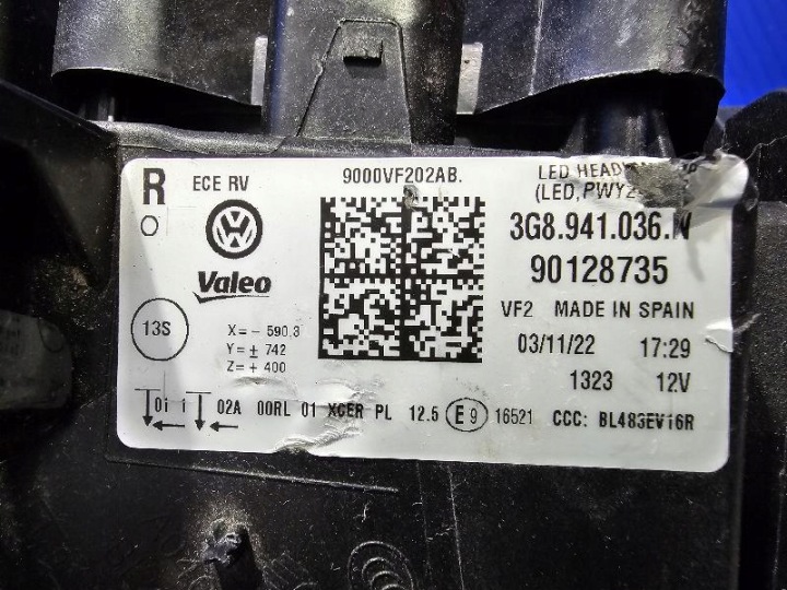 фото №16, Volkswagen vw arteon рестайлінг повний led 3g8941036n фара передня (головне світло, фара перед) права