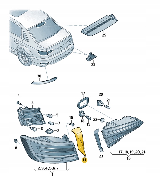 фото №1, Захист задньої зовнішньої лампи лівий audi a4 b9