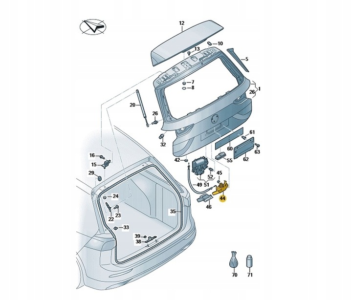 фото №1, Замок задньої кришки багажника vw golf oe: 2ga827505a