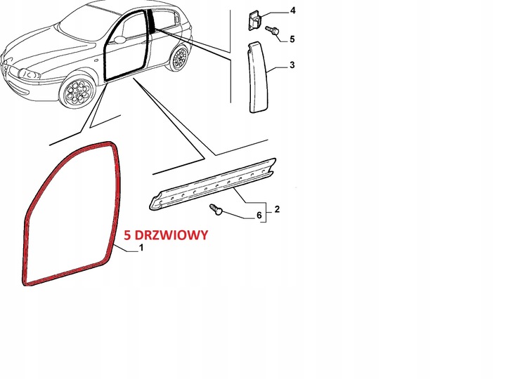 фото №4, Alfa romeo 147 5-d прокладка obrysu двері ліва