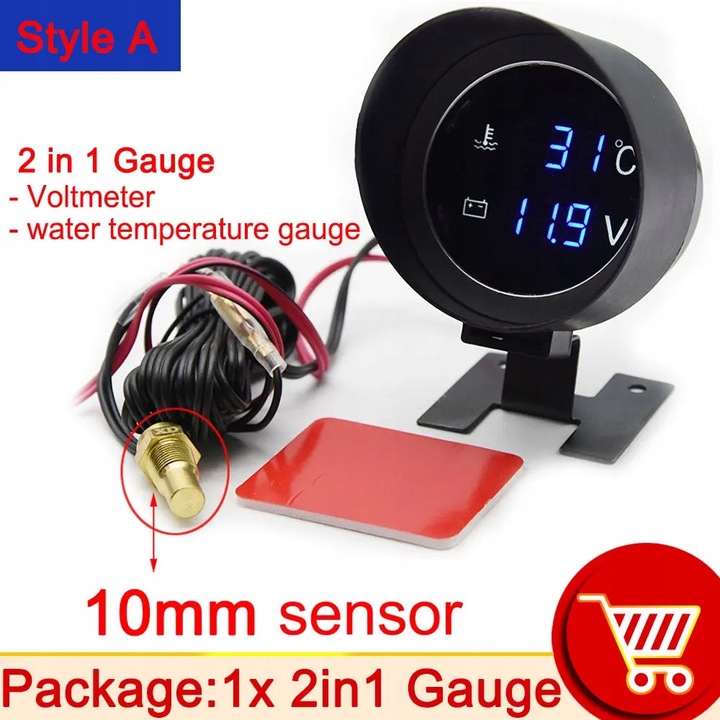 ROUND LCD DIGITAL CAR TRUCK WATER ТЕМПЕРАТУРИ GAUGE ТЕМПЕРАТУРИERATURE СЕНСОР ТЕМПЕРАТУРИ~73981