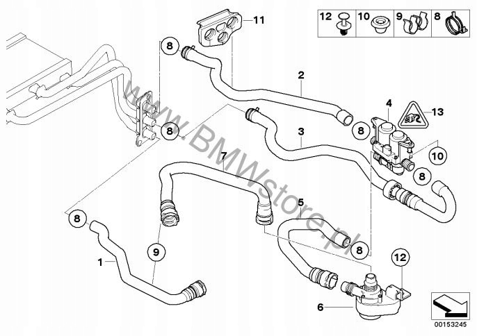 фото №5, Bmw e60 e61 e63 e64 шланг гумовий шланг труба нагрівача клапана води