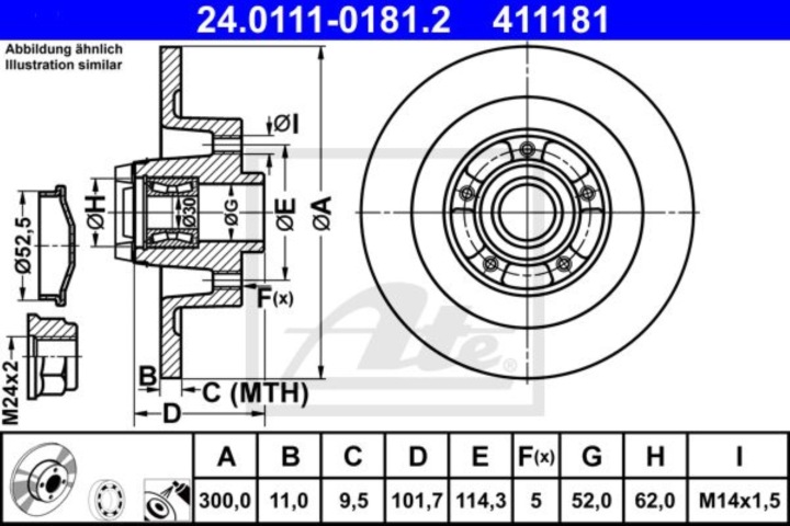 фото №16, Диск ham. renault t. laguna 08-15 з підшипник ate 24.0111-0181.2