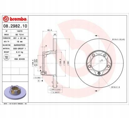 фото №10, 2× brembo 08.2982.10 диск тормозная