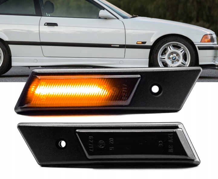 фото №14, Динамичный чёрные поворотники led bmw e24 e28 e30 m3m5 тонированный pływające