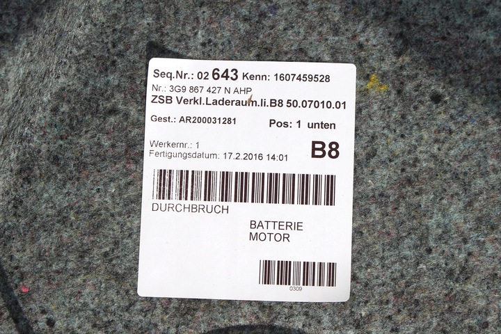 фото №8, Vw passat b8 универсал боковина + ковёр багажника 3g9867427n 3g9867428q 3g9858831