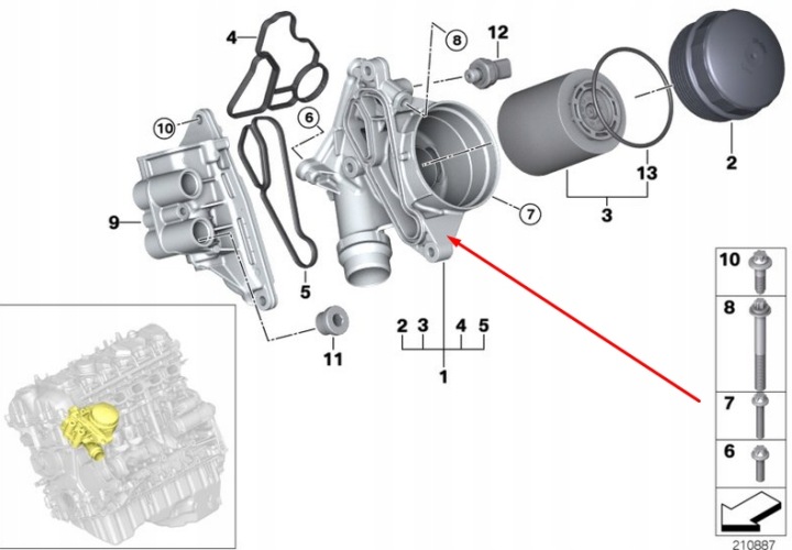 фото №7, Корпус фильтра масла bmw 1 e82 11428683206 8683206 оригинальная