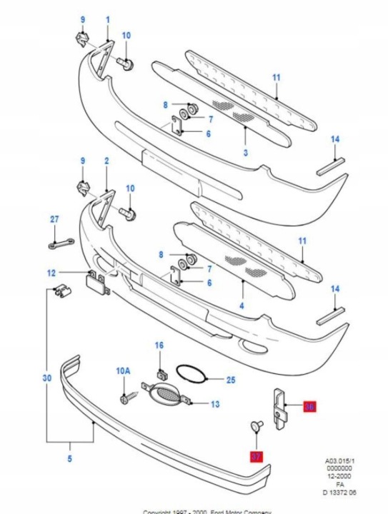 фото №9, Решётка бампера правое перед ford escort 95-01