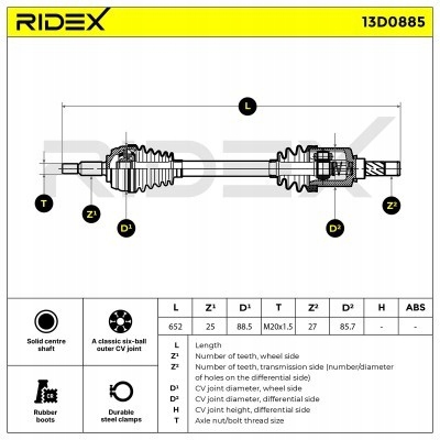 фото №8, Піввісь привідна do renault duster hs , dacia ridex