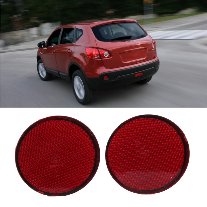 фото №15, Nissan qashqai 2007-2015 2pcs круглий червоний відбивач бампера заднього