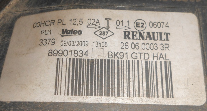 фото №8, Фара левая перед renault laguna iii 26060003r