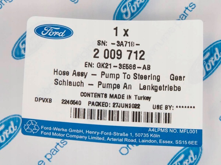 фото №16, Шланг системи підсилювача насос do редуктор transit 16-17 2.0 ecoblue