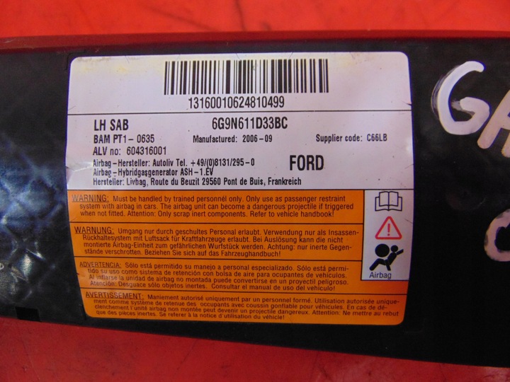 фото №2, Ford galaxy ii mk3 подушка сиденья левая перед передняя 6g9n611d33bc