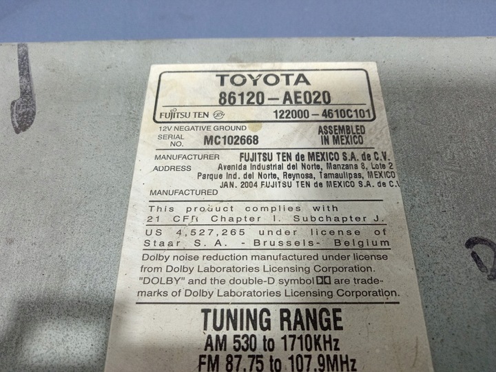 фото №5, Toyota sienna ii xl20 03- радио cd кассеты заводские 86120-ae020