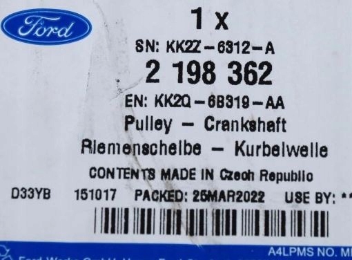 фото №9, Колесо ременное вала коленчатого ford transit custom 2.0 ecoblue 19-