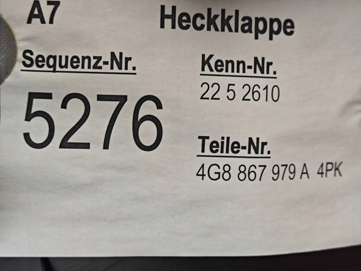 фото №8, Карта кришки багажника audi a7 s7 4g 4g8867979a 26 km