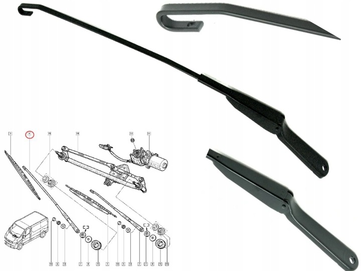 фото №1, Важіль двірники перед trafic ii vivaro праві org