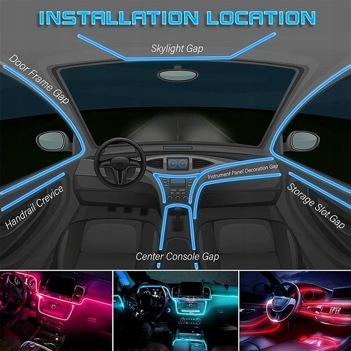 фото №8, Освітлення автомобільні rgb led 6m fiber - освітлення інтер'єру автомобіля