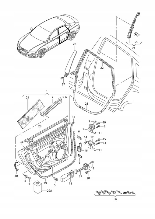 фото №14, Прокладка двері лівий зад верх a7 4g8 c7 4g8845695h