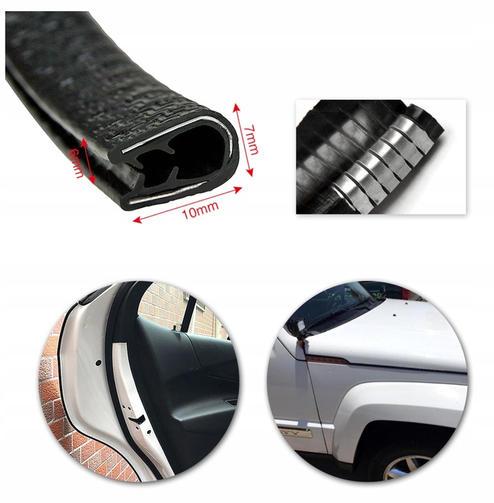 фото №12, Прокладка дверь резиновая армированная универсальный защита краю краевая 5m