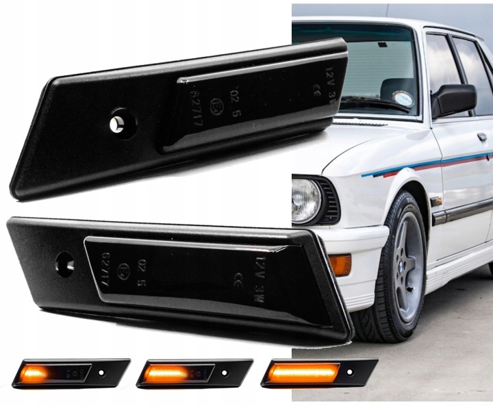 фото №15, Динамичный чёрные поворотники led bmw e24 e28 e30 m3m5 тонированный pływające