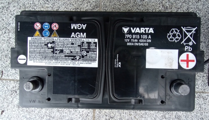 AUDI VW BATTERY AGM 75AH 7P0915105A ORIGINAL 7p0915105a {{product_id}}