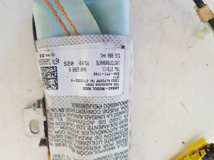 фото №7, Vw jetta 5c 5c6 подушка безопасности сиденья правая зад