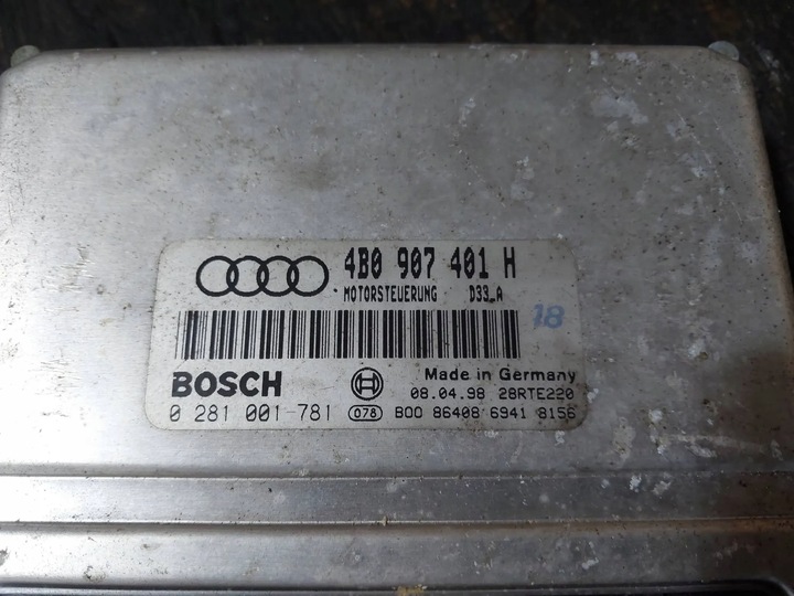 фото №8, Блок управления двигателя audi a6 c5 2.5 tdi 4b0907401h 0281001781