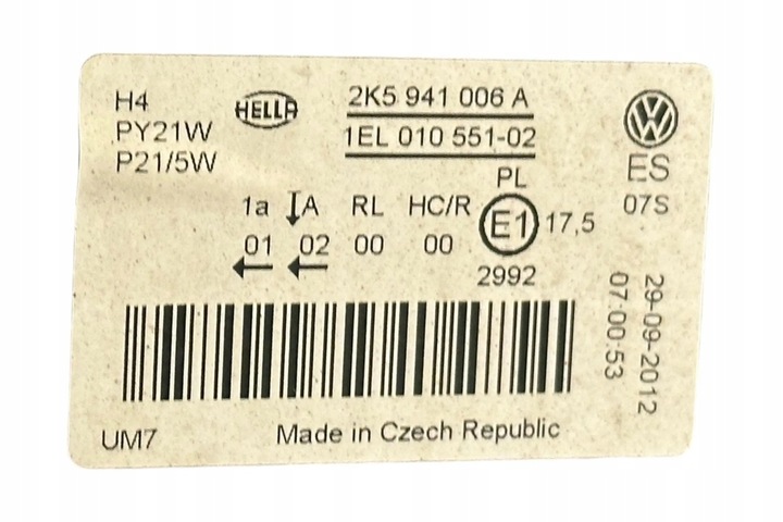 фото №9, Лампа права передня vw caddy iii фургон 2ka, 2kh, 2ca, 2ch 2k5941006a