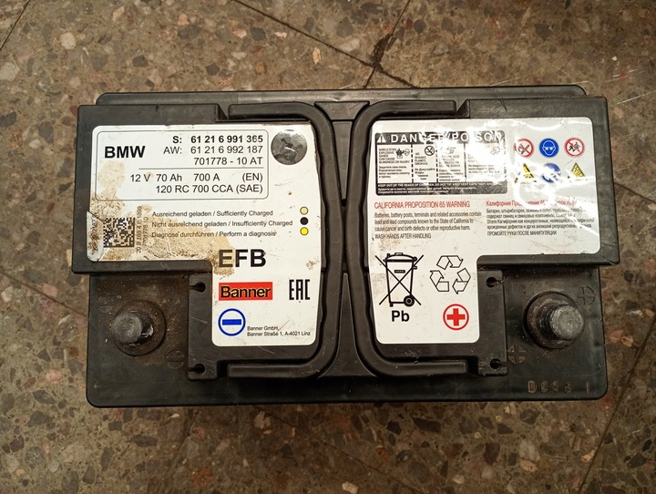 BMW EFBバッテリー 12V 70Ah 700A BMW BATTERY EFB 70AH 700A RIGHT PLUS 18R 6991365 Buy (used, new
