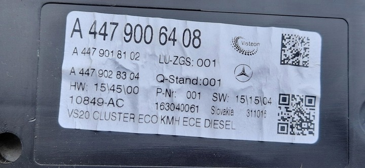 фото №7, Спидометр приборы европа mercedes vito w447 a4479006408
