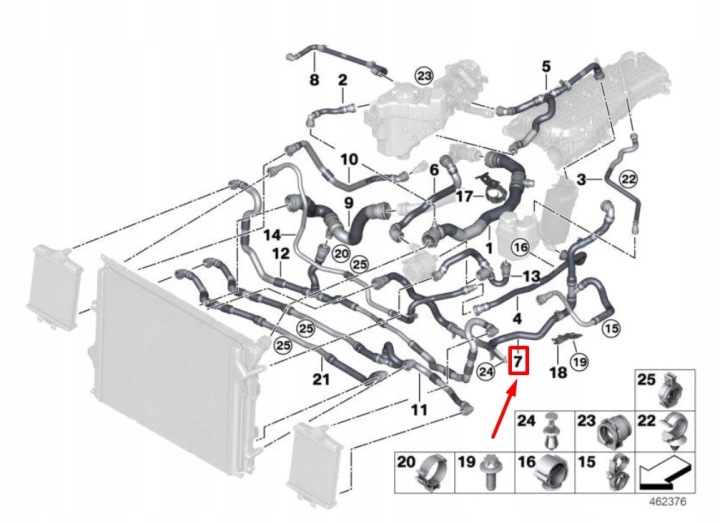 фото №8, Bmw 3 f30, f80 шланг охлаждающий 17128634283 8634283 oem