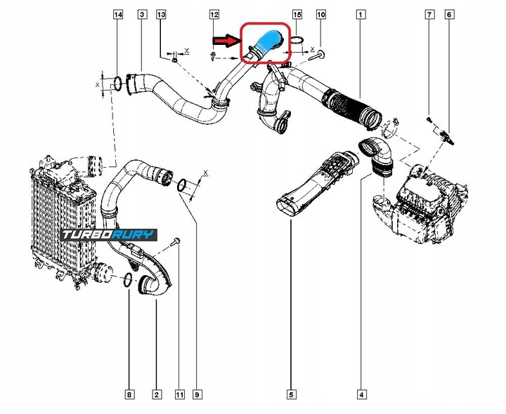фото №7, Труба шланг turbo интеркулер renault espace v talisman 1.6dci r9m 144606343r