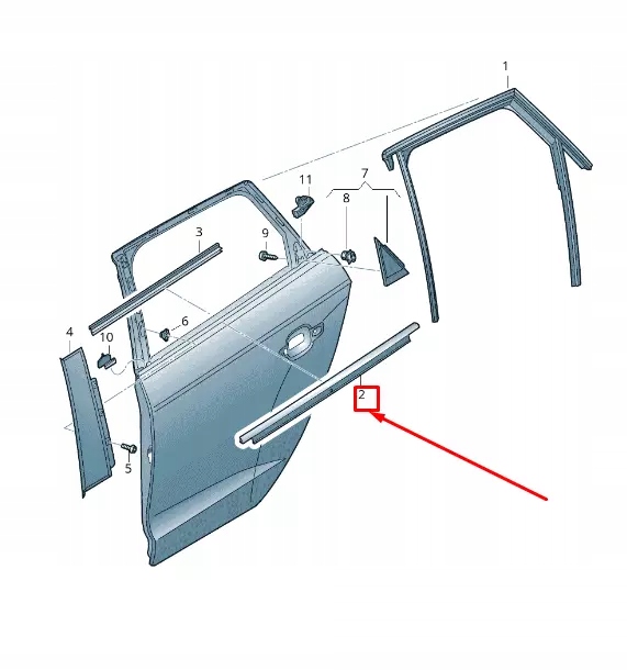 фото №11, Audi a3 sportback 8v прокладка стёкла дверь задних левых 8v4839477 oem