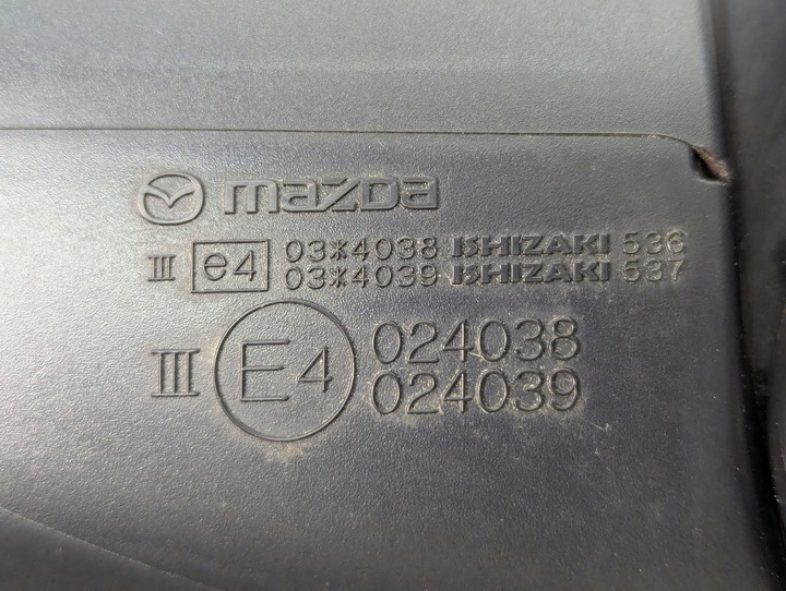 фото №12, Зеркало правые 8 pin uk mazda 6 e4024038 41v soul red металлик