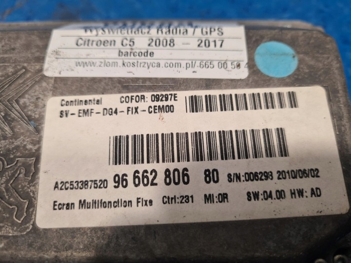 фото №6, Citroen c5 ii дисплей радіо / gps 9666280680 kjc