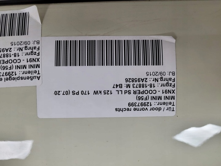 фото №3, Mini cooper f56 14- двері праві перед передні