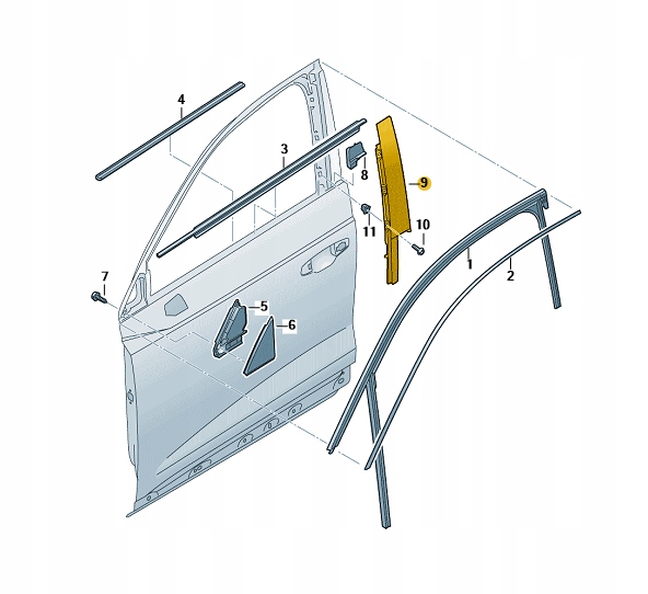 фото №1, Накладка стійка b зовнішня перед права audi q3