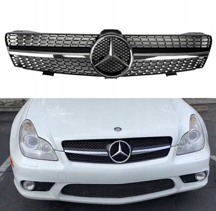фото №1, Решётка радиатора решётка diamond mercedes cls w219 c219 03-08 чёрный + хром