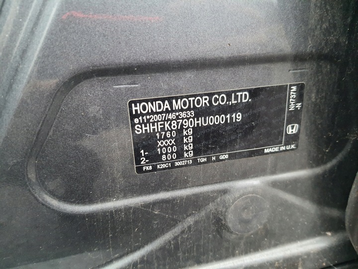 фото №2, Honda civic x тип r nh737m 17- двері ліві зад